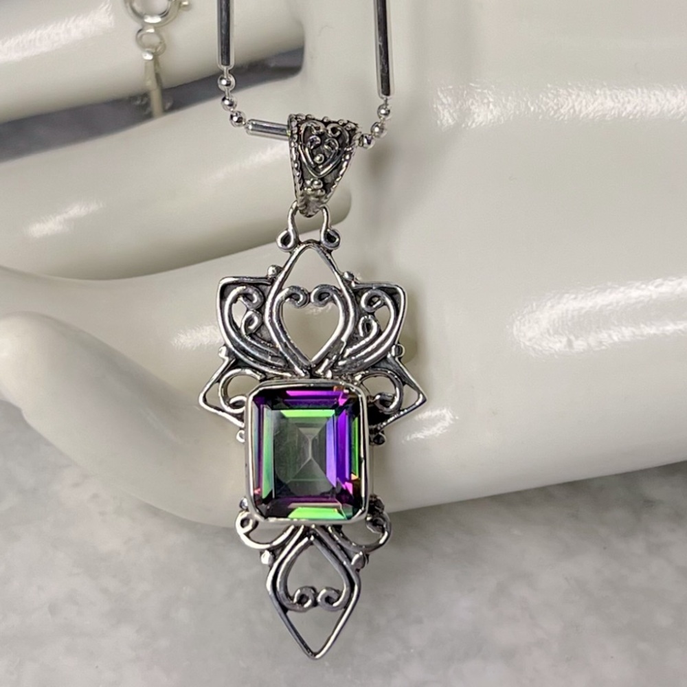 Northern Lights MysticTopaz Sterling Silver Pendant Necklace
